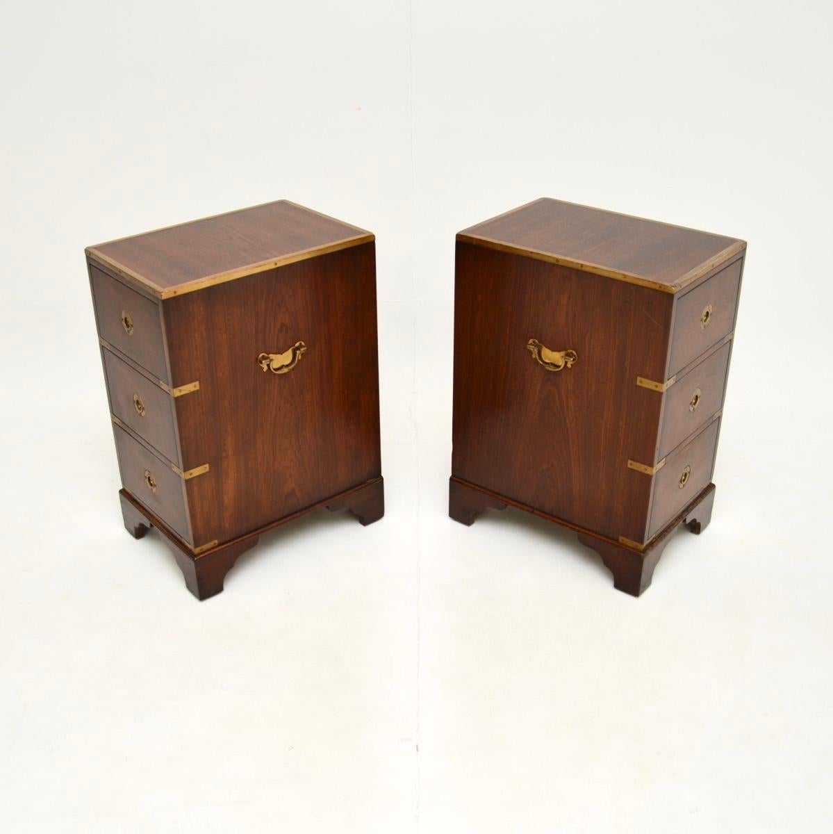 Pair of Antique Military Campaign Style Bedside Chests In Good Condition In London, GB