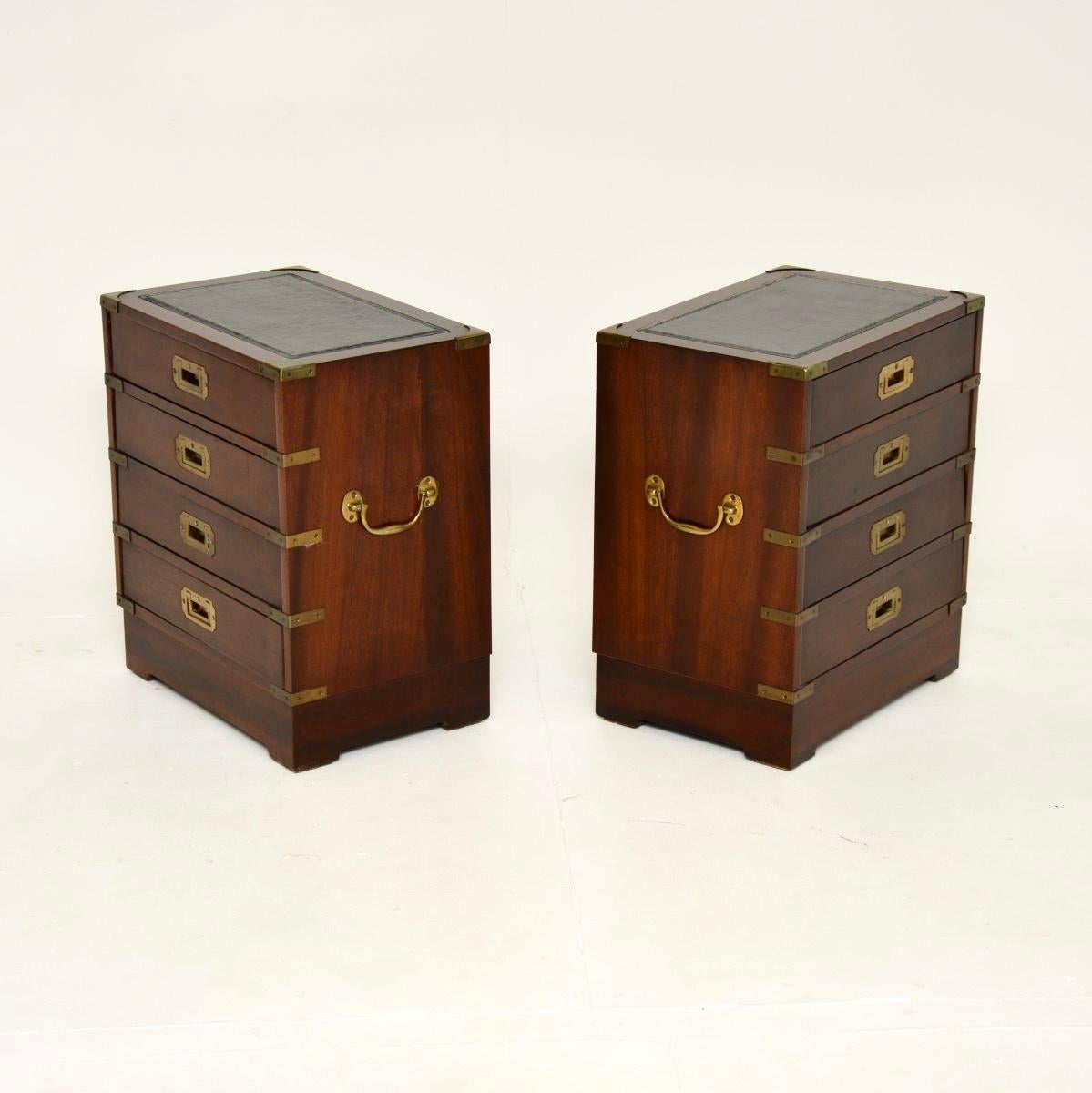 Pair of Antique Military Campaign Style Bedside Chests In Good Condition For Sale In London, GB