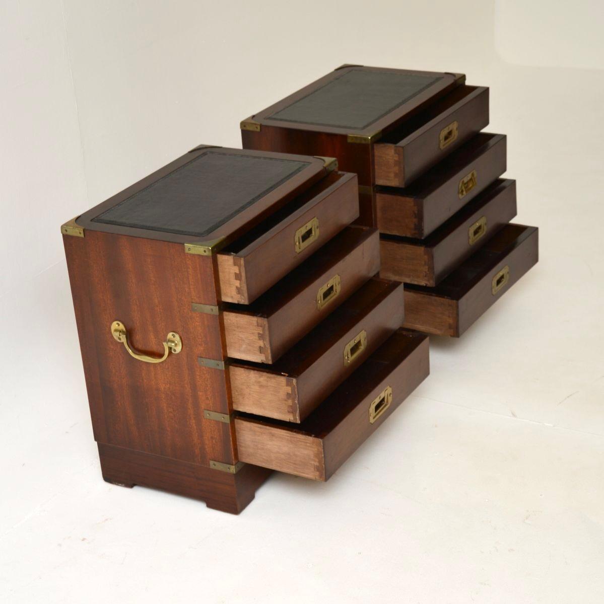 Mid-20th Century Pair of Antique Military Campaign Style Bedside Chests For Sale
