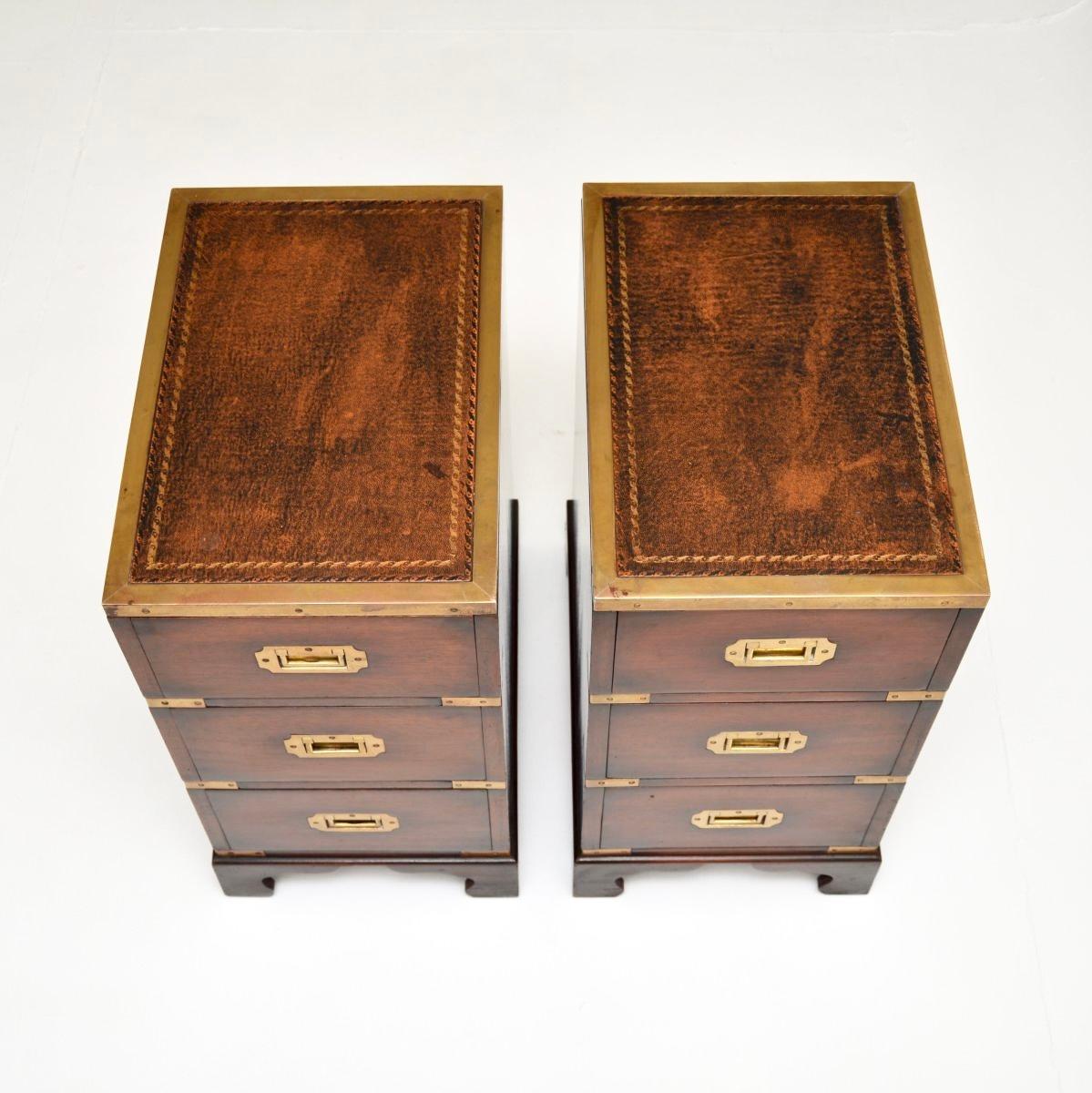 Pair of Antique Military Campaign Style Bedside Chests For Sale 1