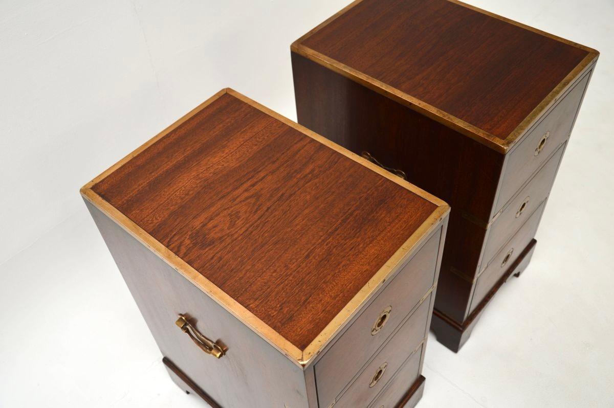 Pair of Antique Military Campaign Style Bedside Chests 1