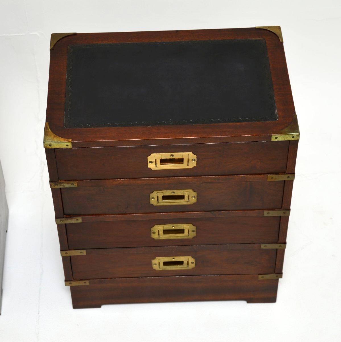 Pair of Antique Military Campaign Style Bedside Chests For Sale 1