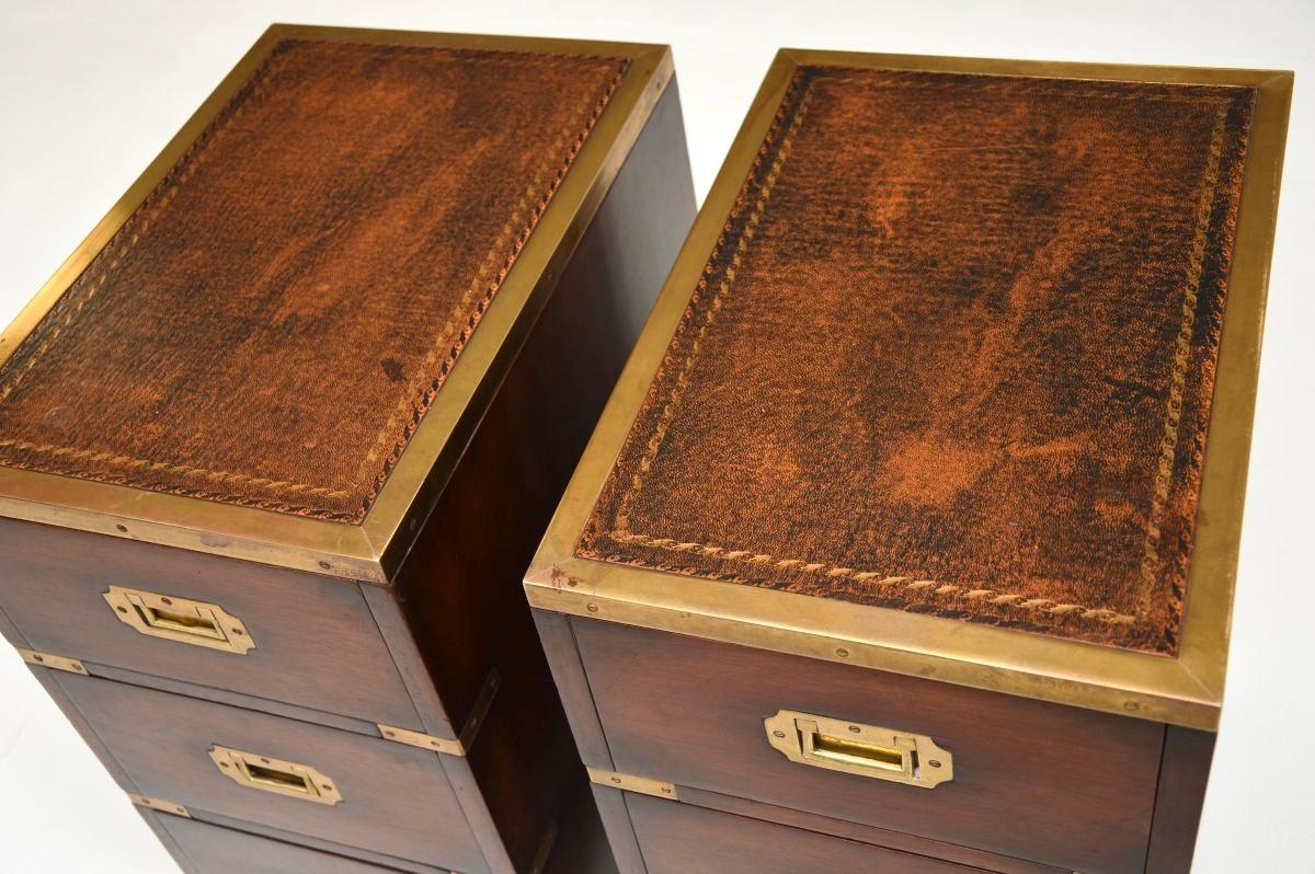 Pair of Antique Military Campaign Style Bedside Chests 2