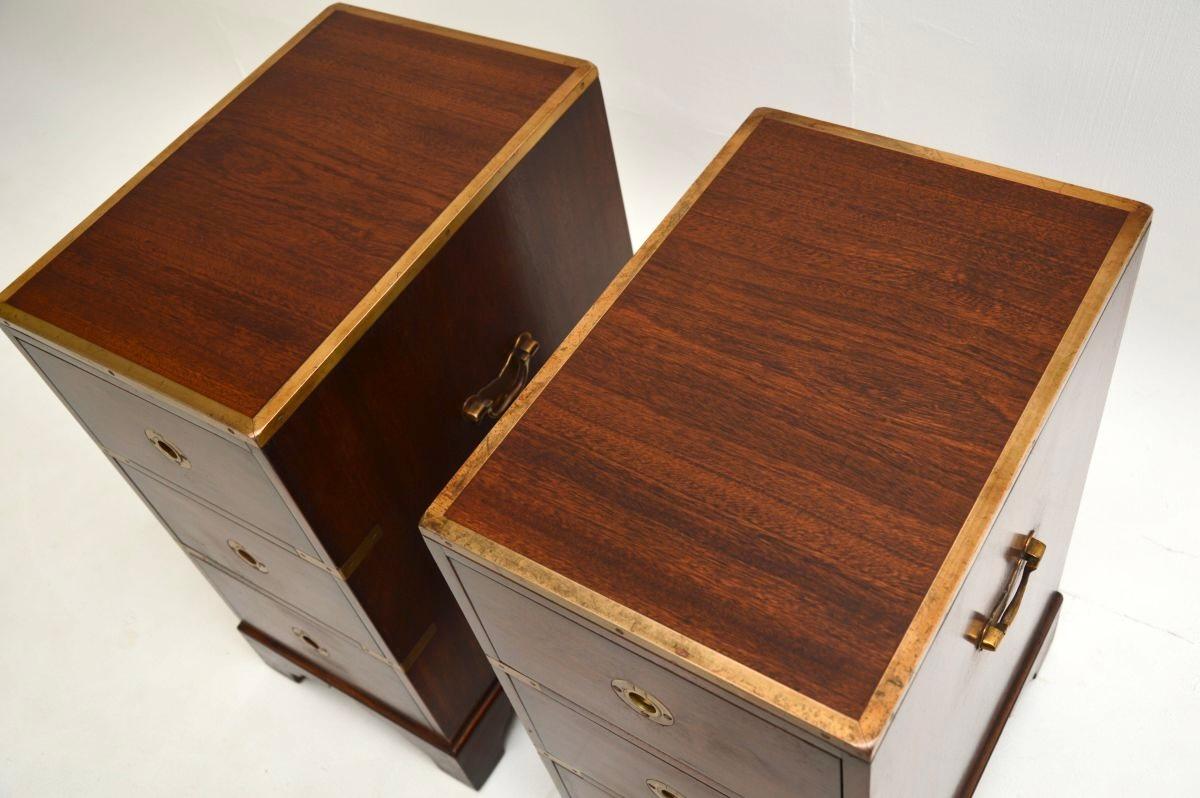 Pair of Antique Military Campaign Style Bedside Chests 2