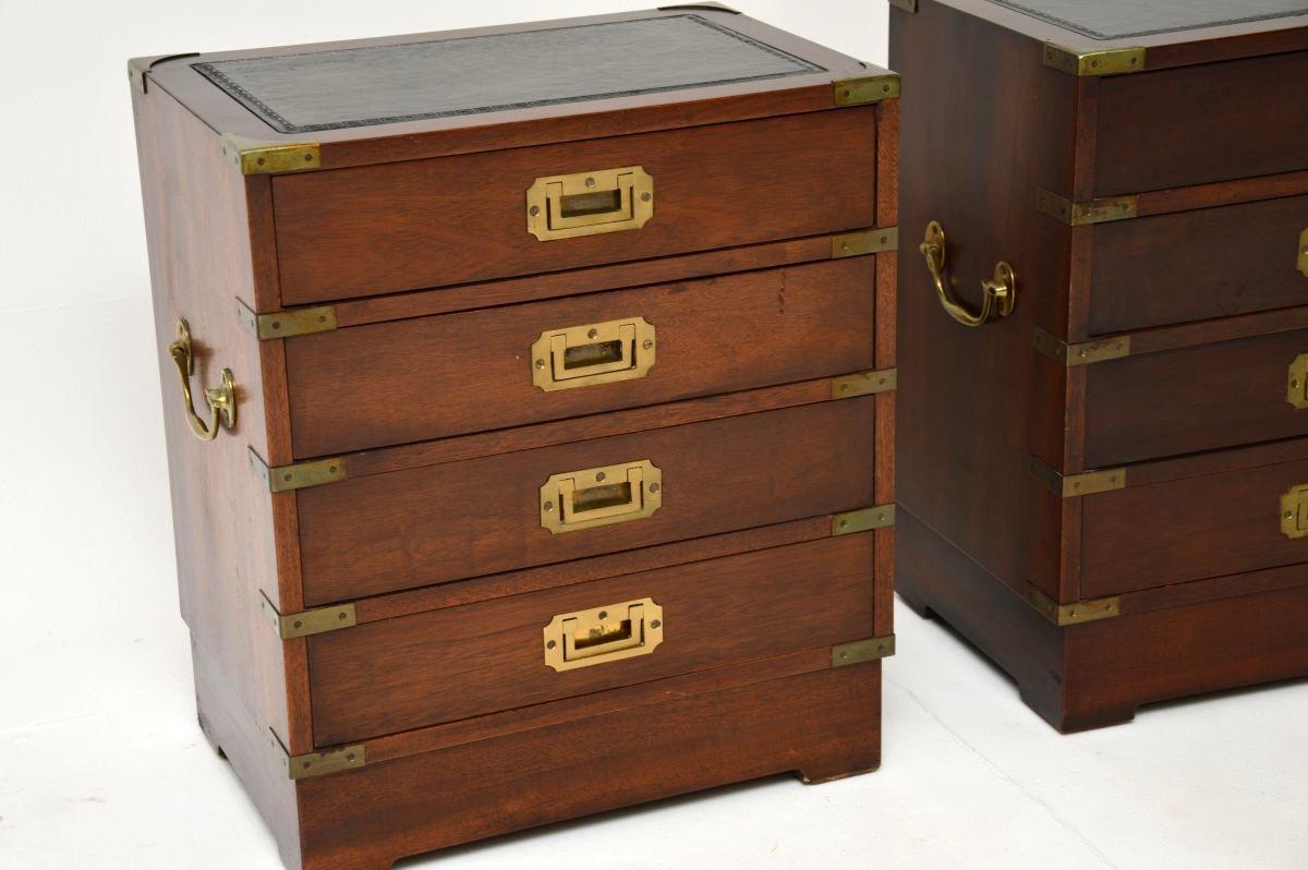 Pair of Antique Military Campaign Style Bedside Chests For Sale 2