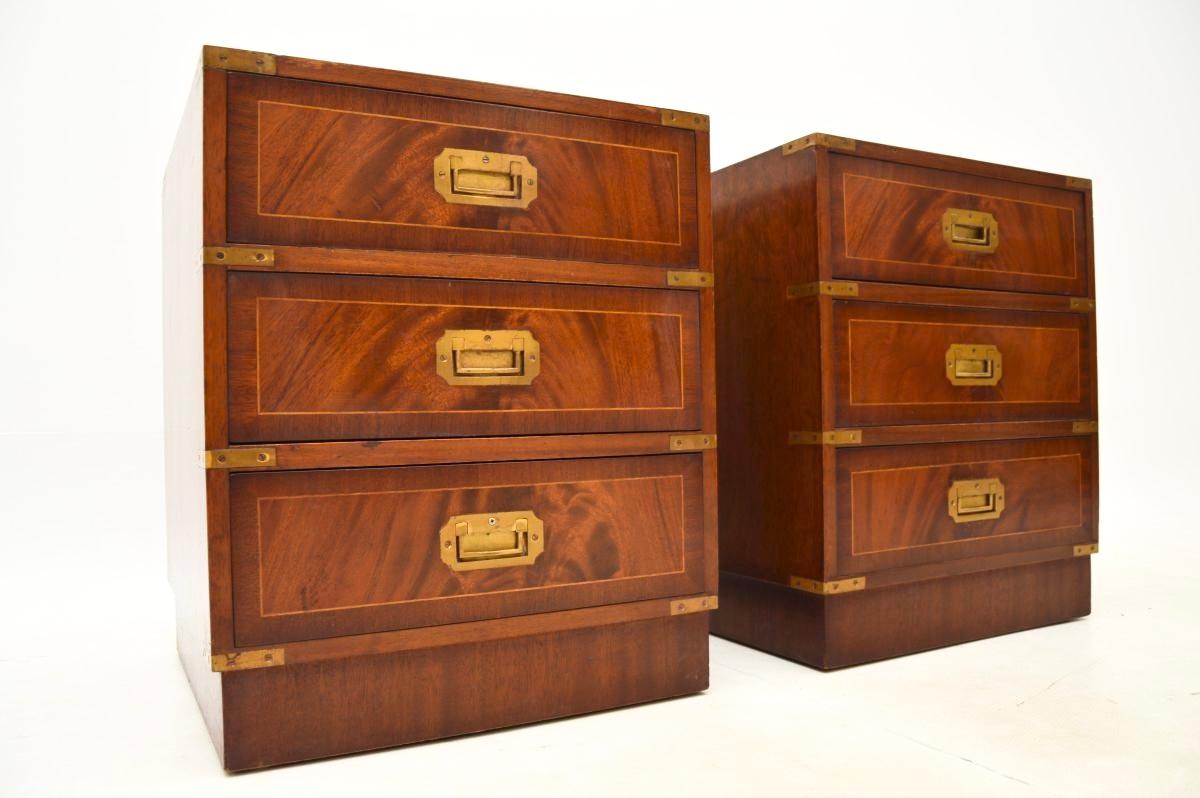 Pair of Antique Military Campaign Style Bedside Chests For Sale 3