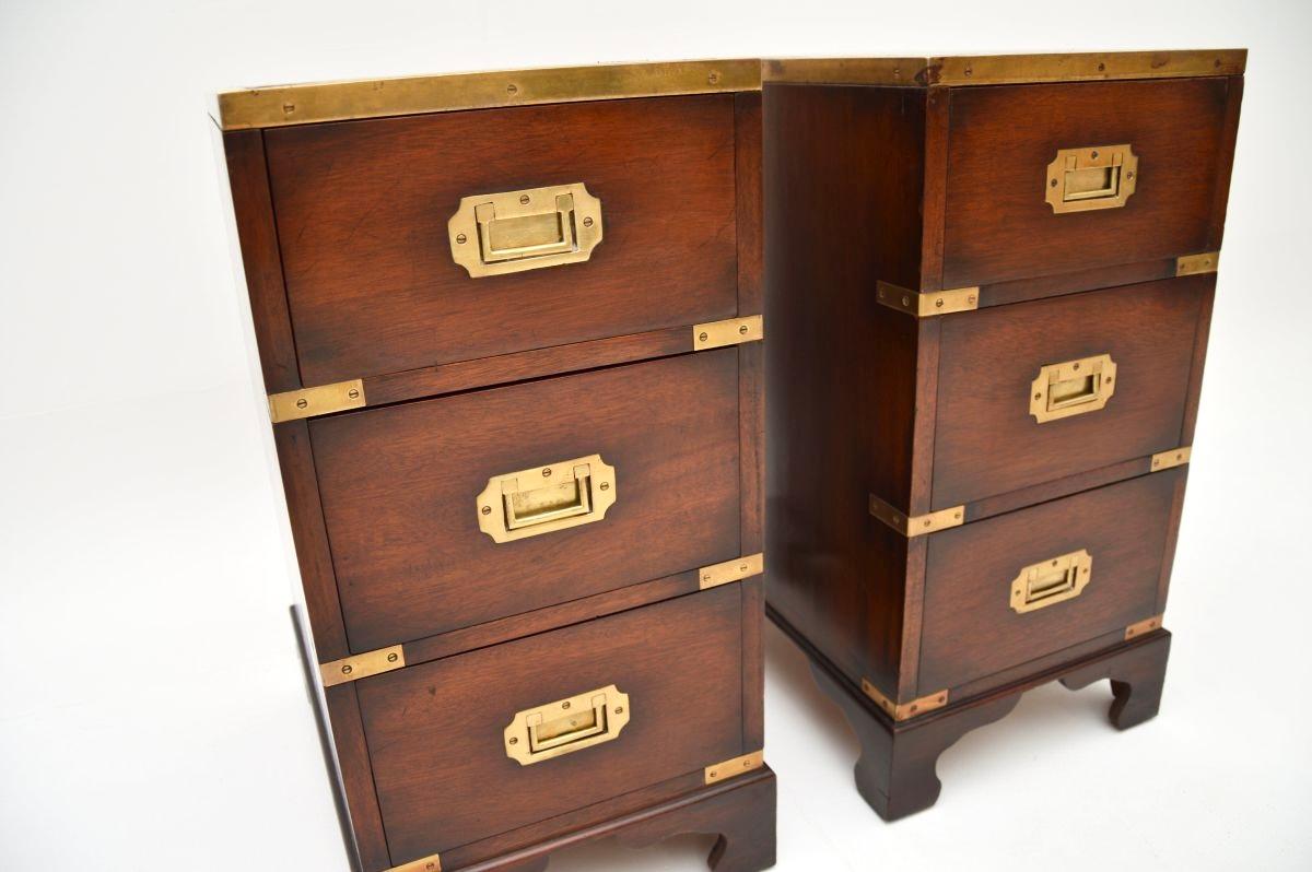 Pair of Antique Military Campaign Style Bedside Chests 3