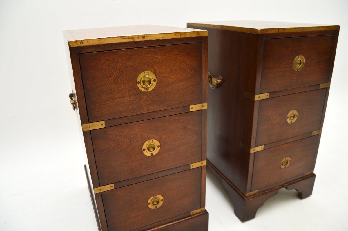 Pair of Antique Military Campaign Style Bedside Chests 3