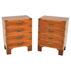 Pair of Antique Military Campaign Style Bedside Chests