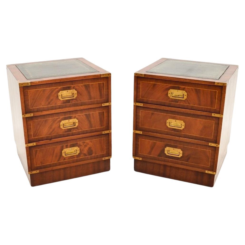 Pair of Antique Military Campaign Style Bedside Chests For Sale