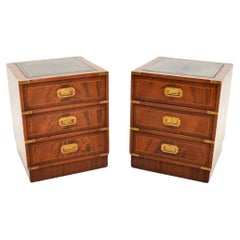 Pair of Vintage Military Campaign Style Bedside Chests