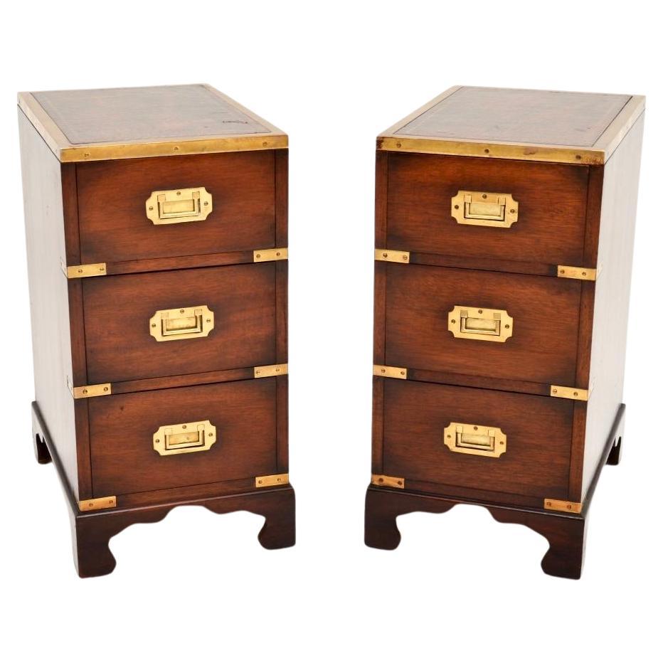 Pair of Antique Military Campaign Style Bedside Chests For Sale