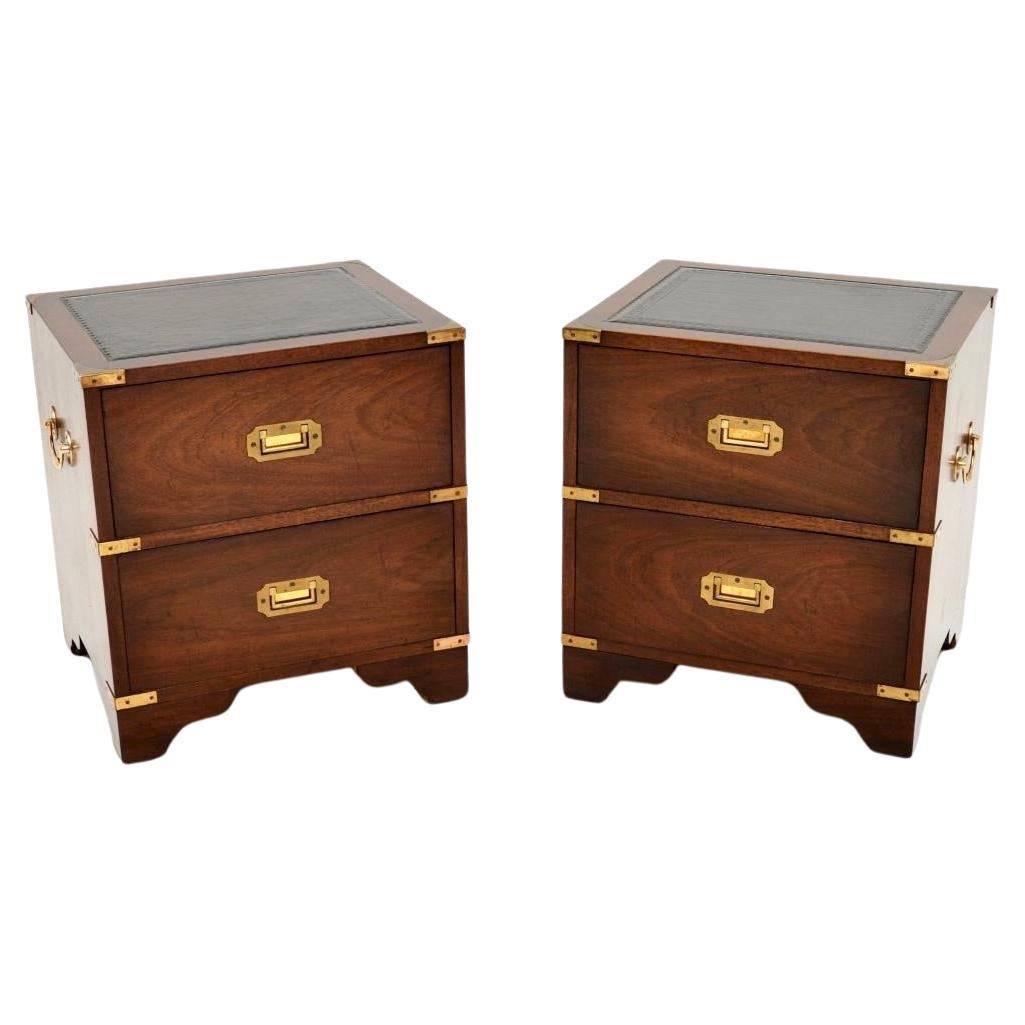 Pair of Antique Military Campaign Style Bedside Chests
