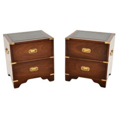 Pair of Vintage Military Campaign Style Bedside Chests