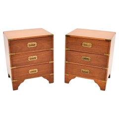 Pair of Antique Military Campaign Style Bedside Chests