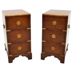 Pair of Antique Military Campaign Style Bedside Chests