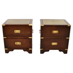 Pair of Antique Military Campaign Style Bedside Chests