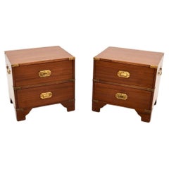 Pair of Antique Military Campaign Style Bedside Chests