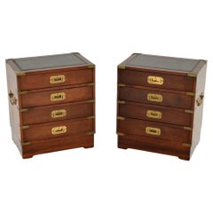 Pair of Antique Military Campaign Style Bedside Chests