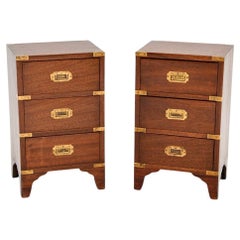 Pair of Antique Military Campaign Style Bedside Chests