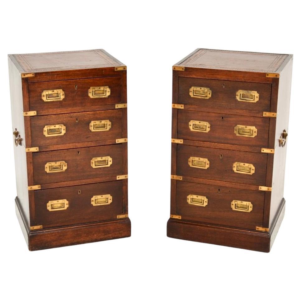 Coppia di comò antichi in stile Campaigner militare