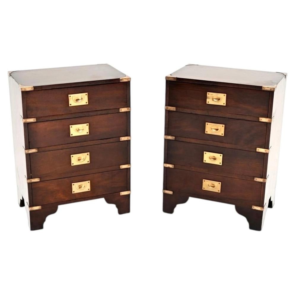 Pair of Antique Military Campaign Style Bedside Chests