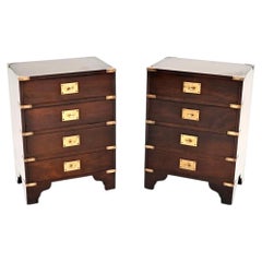 Pair of Antique Military Campaign Style Bedside Chests