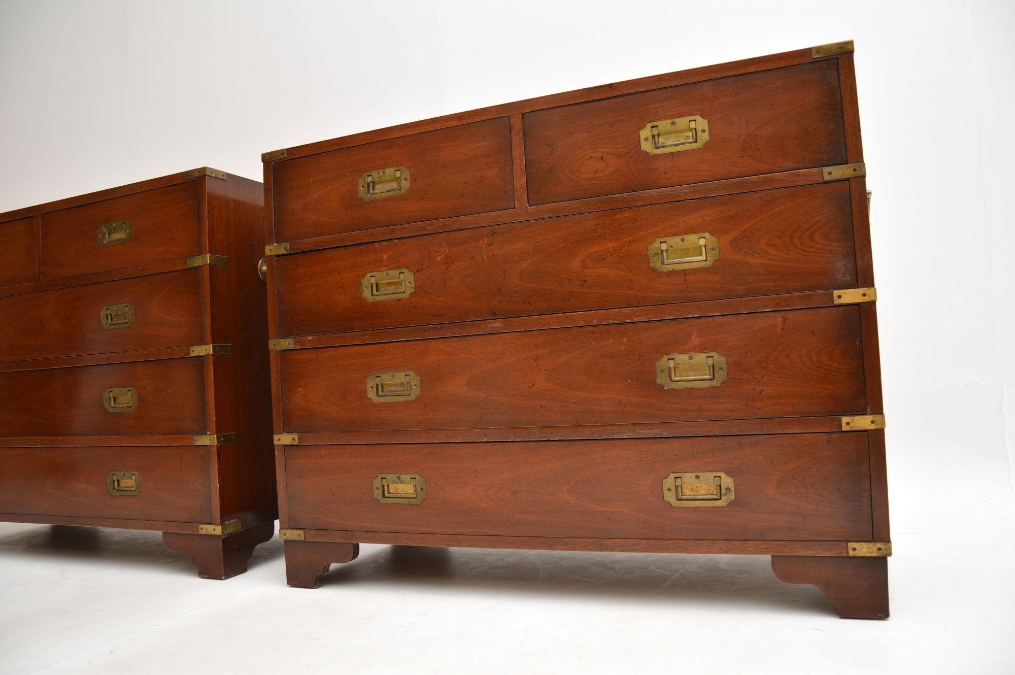 Pair of Antique Military Campaign Style Chest of Drawers 3