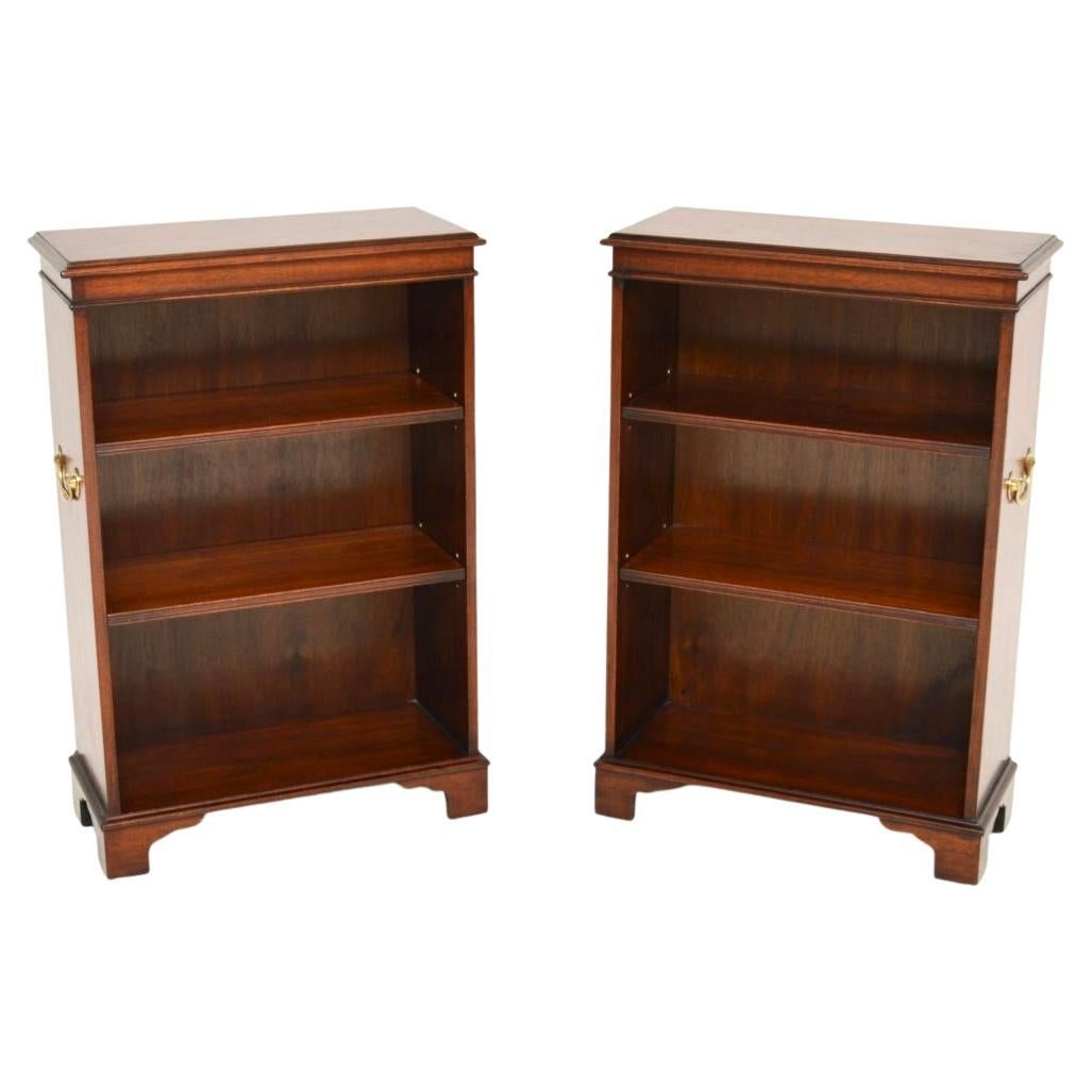 Pair of Antique Military Campaign Style Open Bookcases