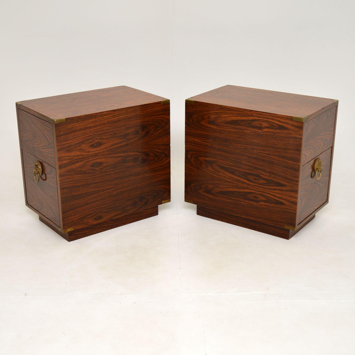 Wood Pair of Antique Military Campaign Style Side Chests