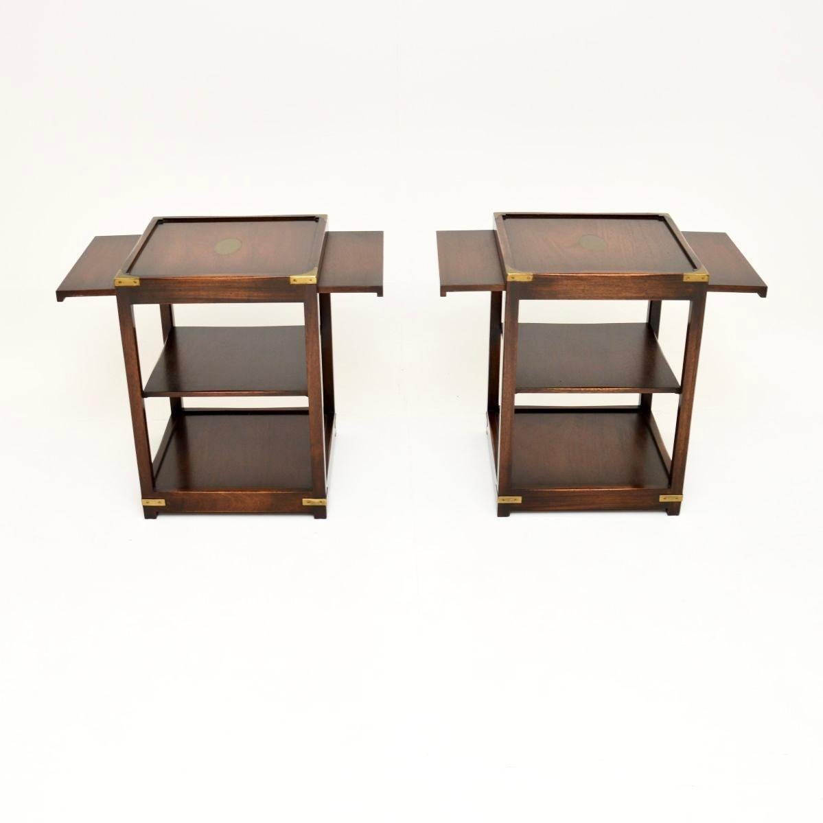 British Pair of Antique Military Campaign Style Side Tables For Sale