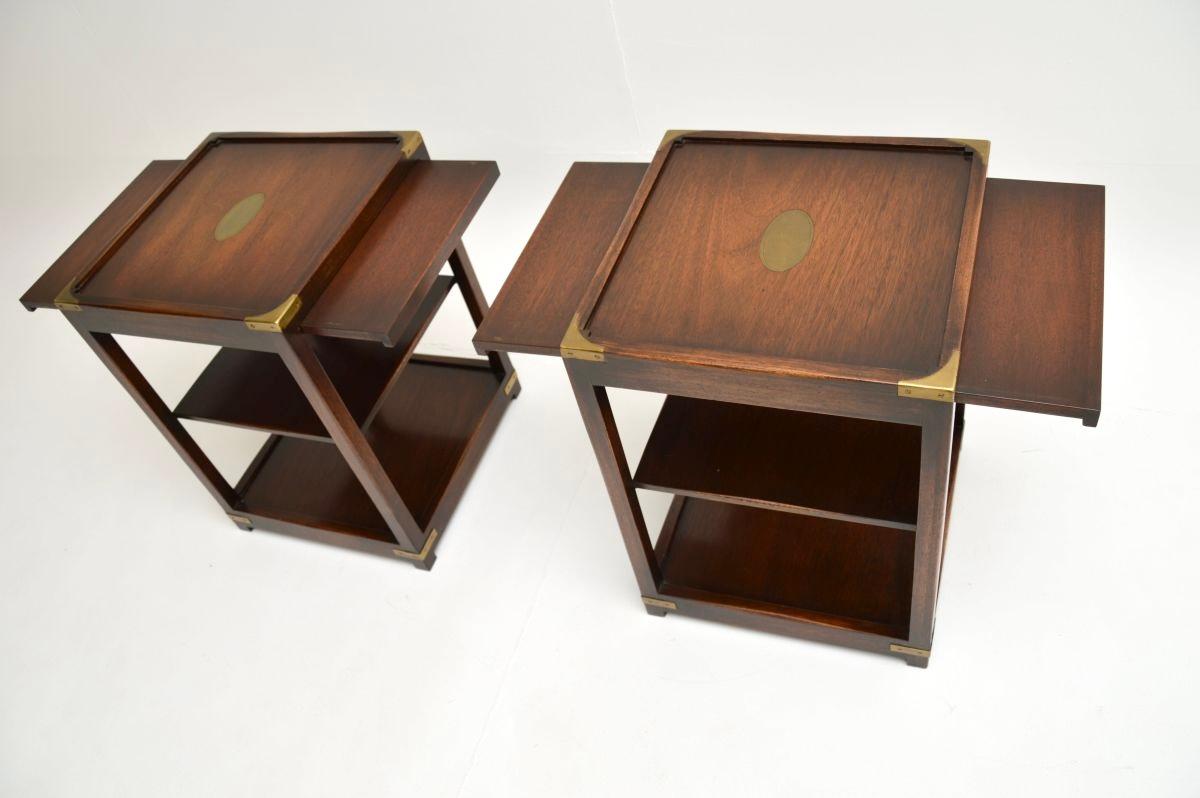 Mid-20th Century Pair of Antique Military Campaign Style Side Tables For Sale