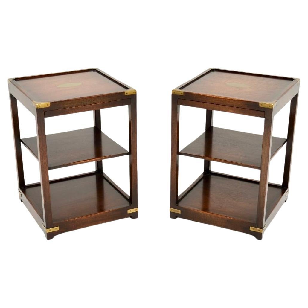 Pair of Antique Military Campaign Style Side Tables For Sale