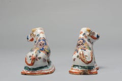 Pair of Antique Miniature Cows Delftware Dutch Pieces Polychrome, 18th Century