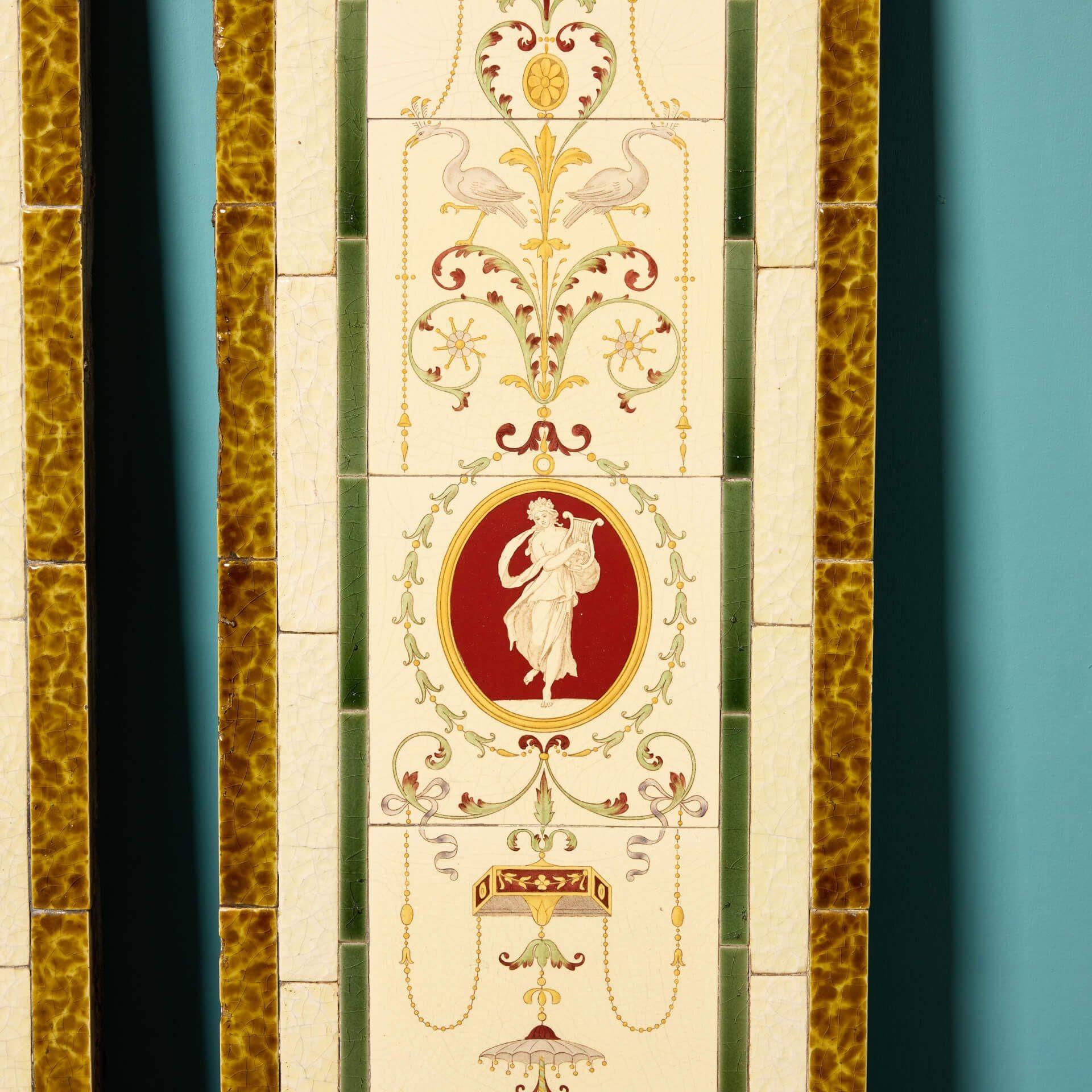 Neoclassical Pair of Antique Minton & Co Tile Panels For Sale