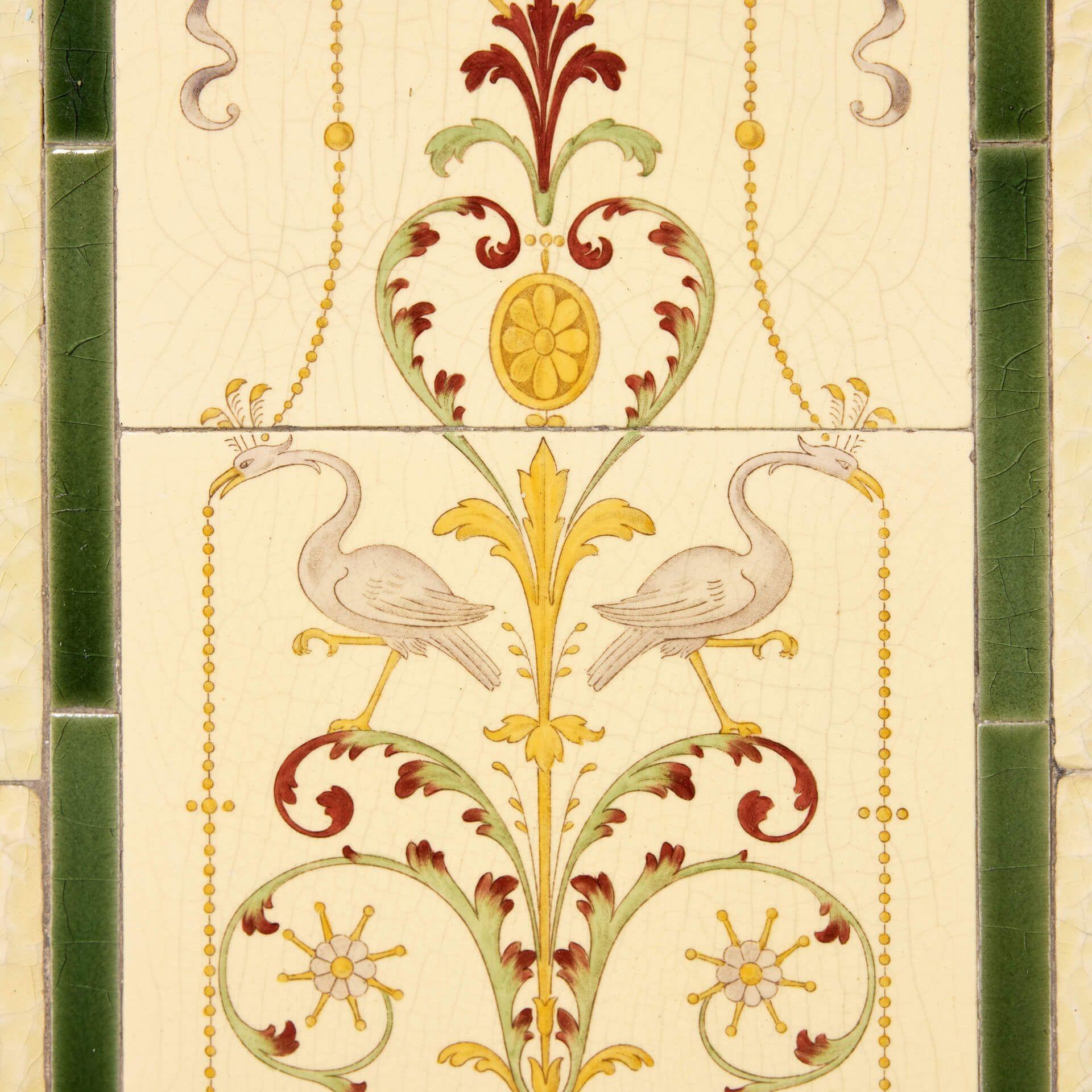 Pair of Antique Minton & Co Tile Panels In Fair Condition For Sale In Wormelow, Herefordshire