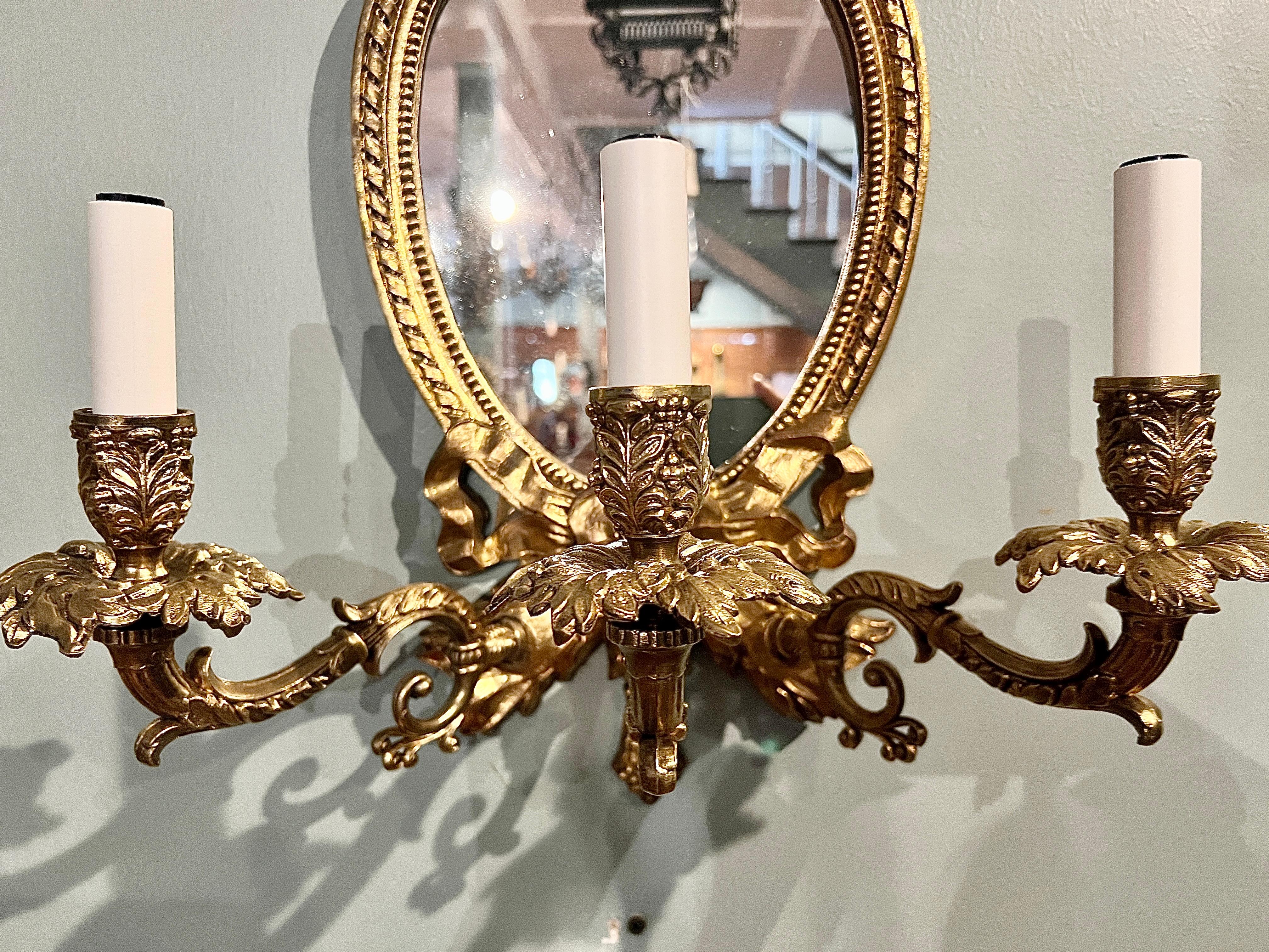 Pair Antique mirrored wall sconces 1920's