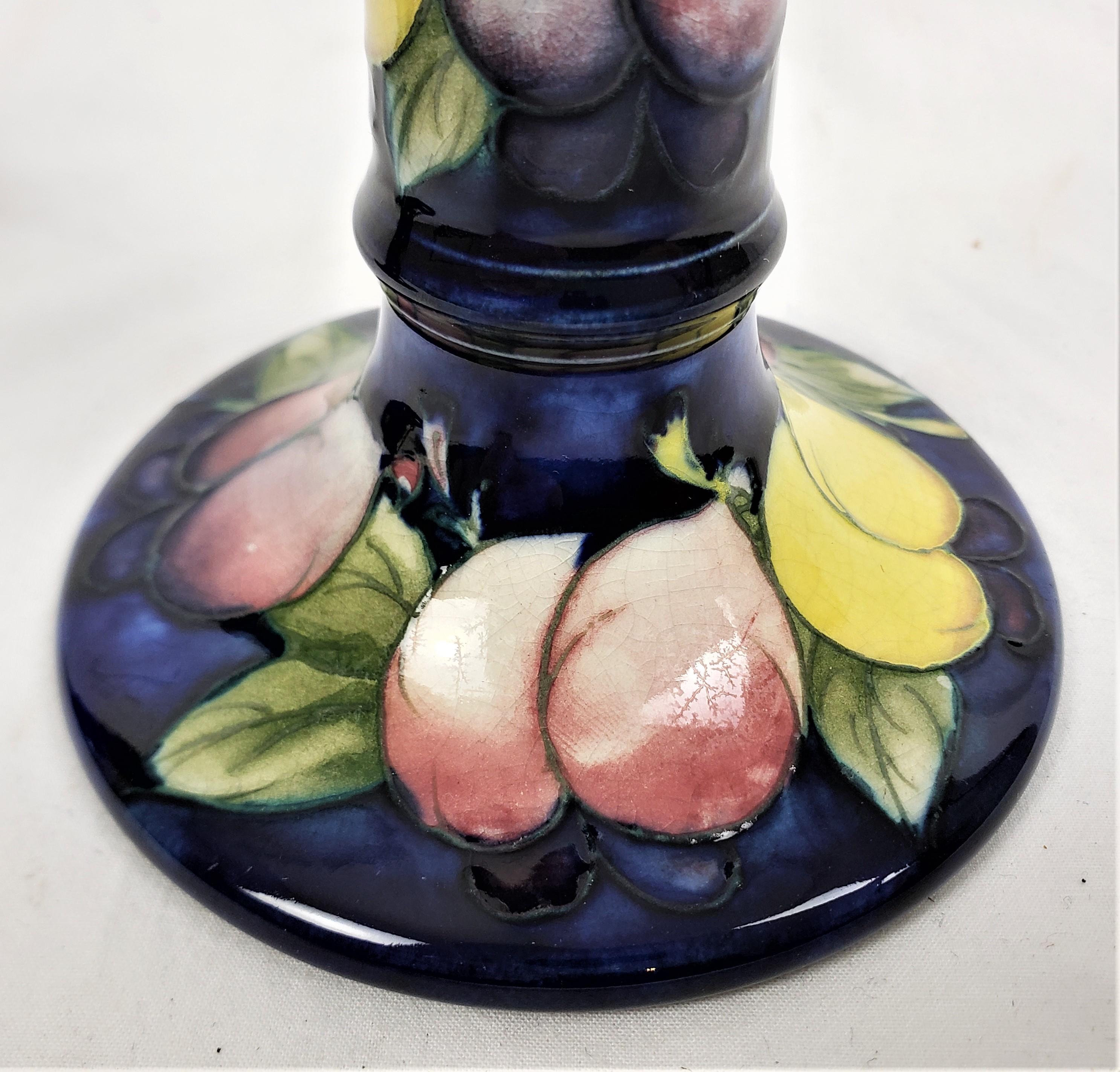 Pair of Antique Moorcroft Art Pottery Candlesticks in the Wisteria Pattern For Sale 6