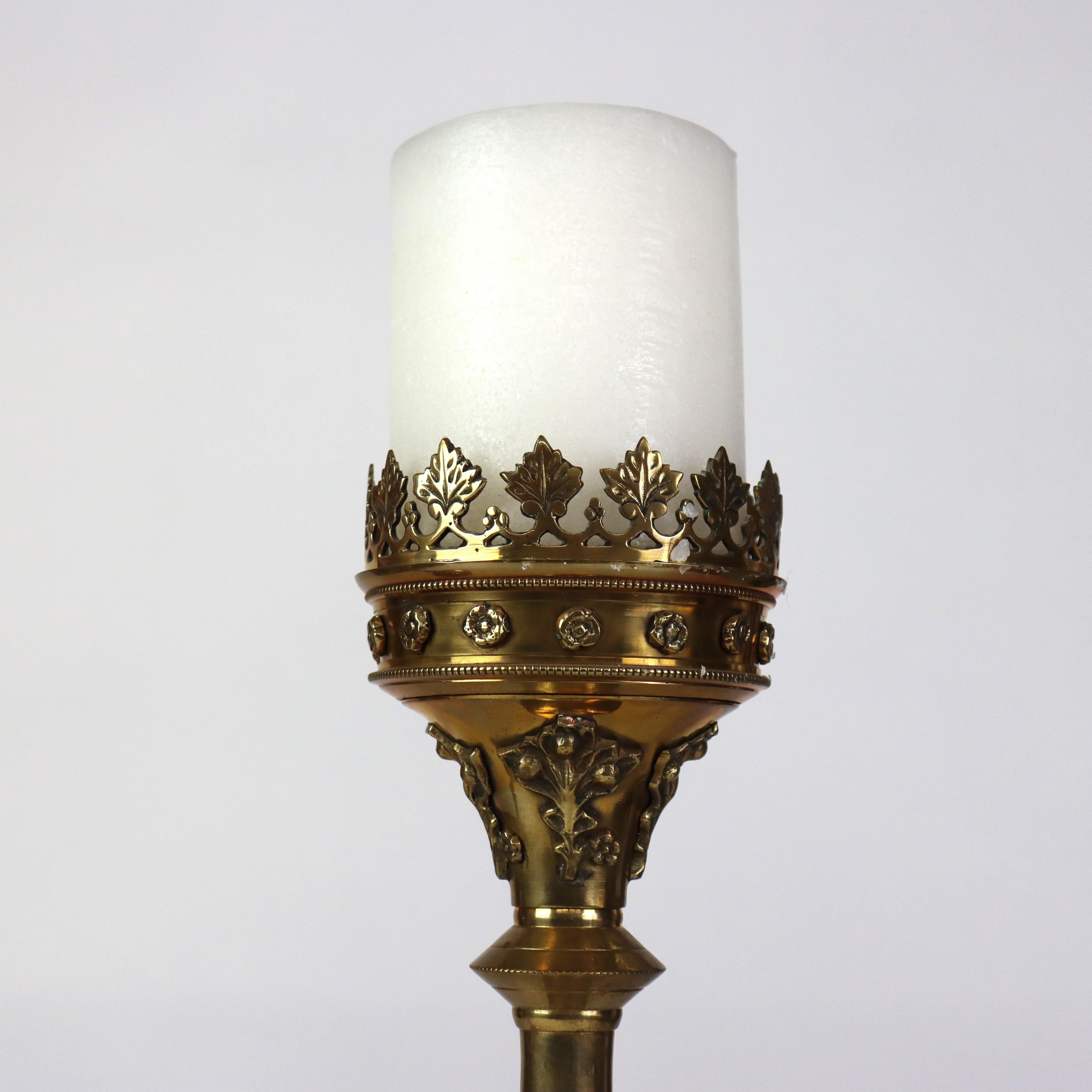 20th Century Pair Of Antique Moorish Gilt Bronze Candlesticks Unsigned C1900 For Sale