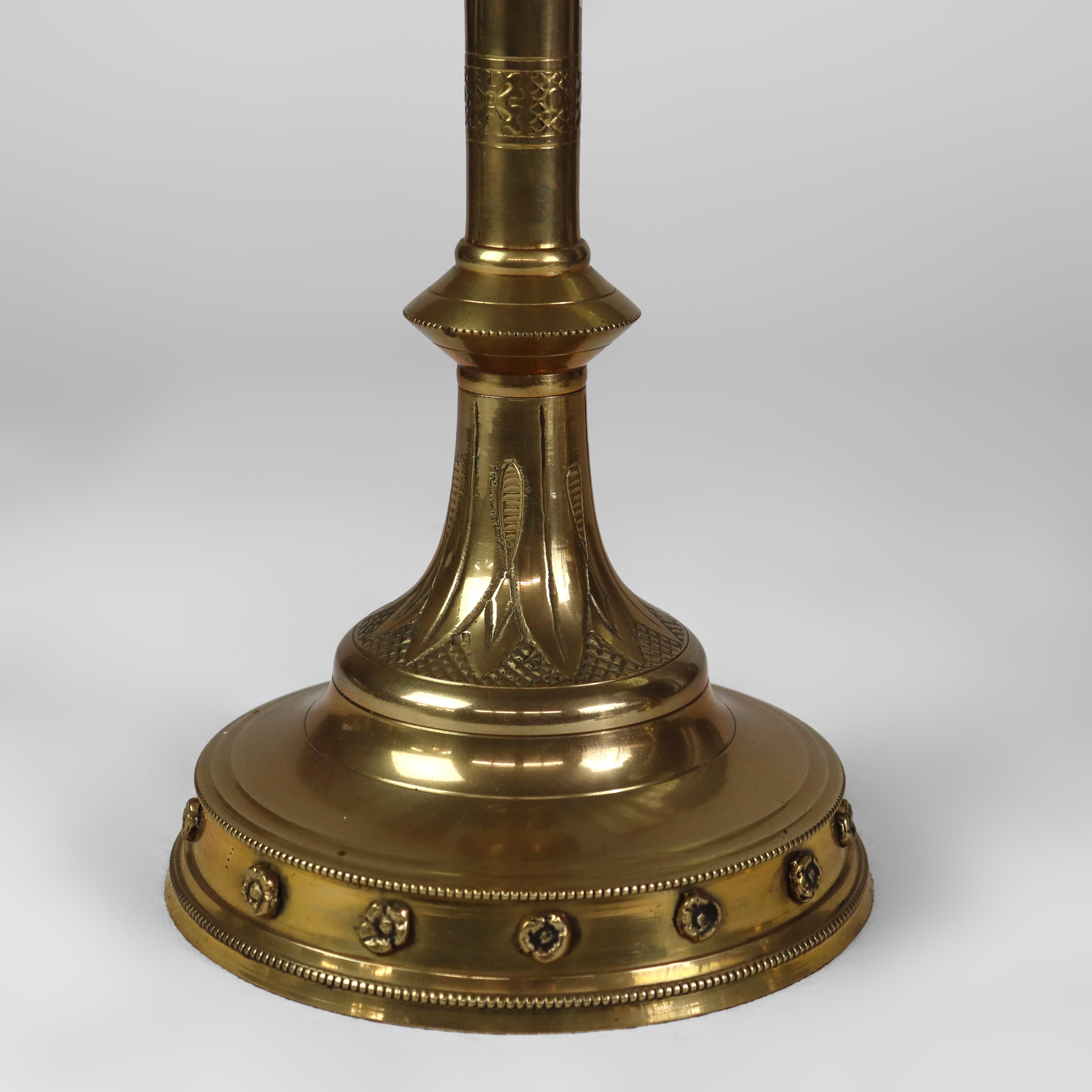 Pair Of Antique Moorish Gilt Bronze Candlesticks Unsigned C1900 For Sale 2