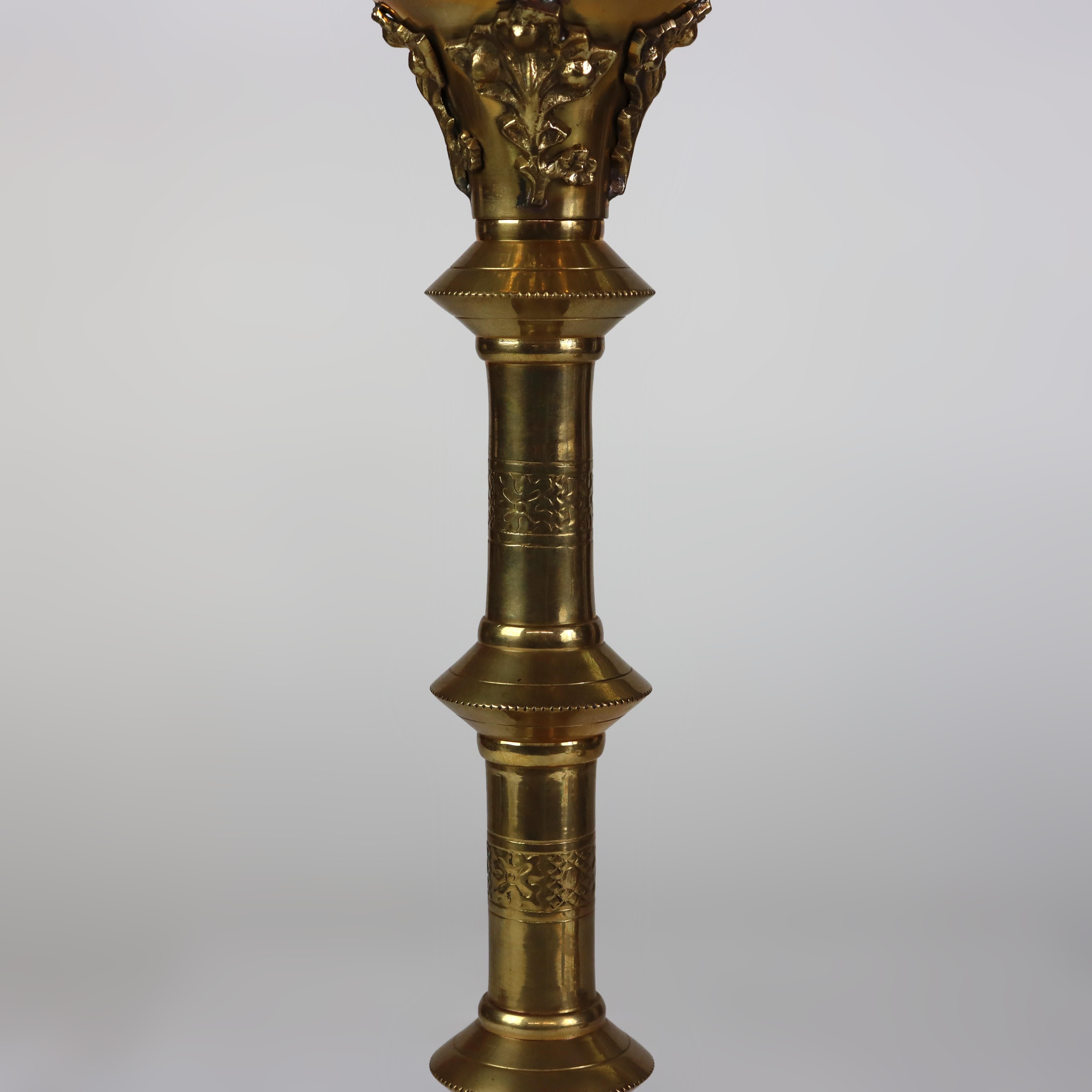 Pair Of Antique Moorish Gilt Bronze Candlesticks Unsigned C1900 For Sale 3