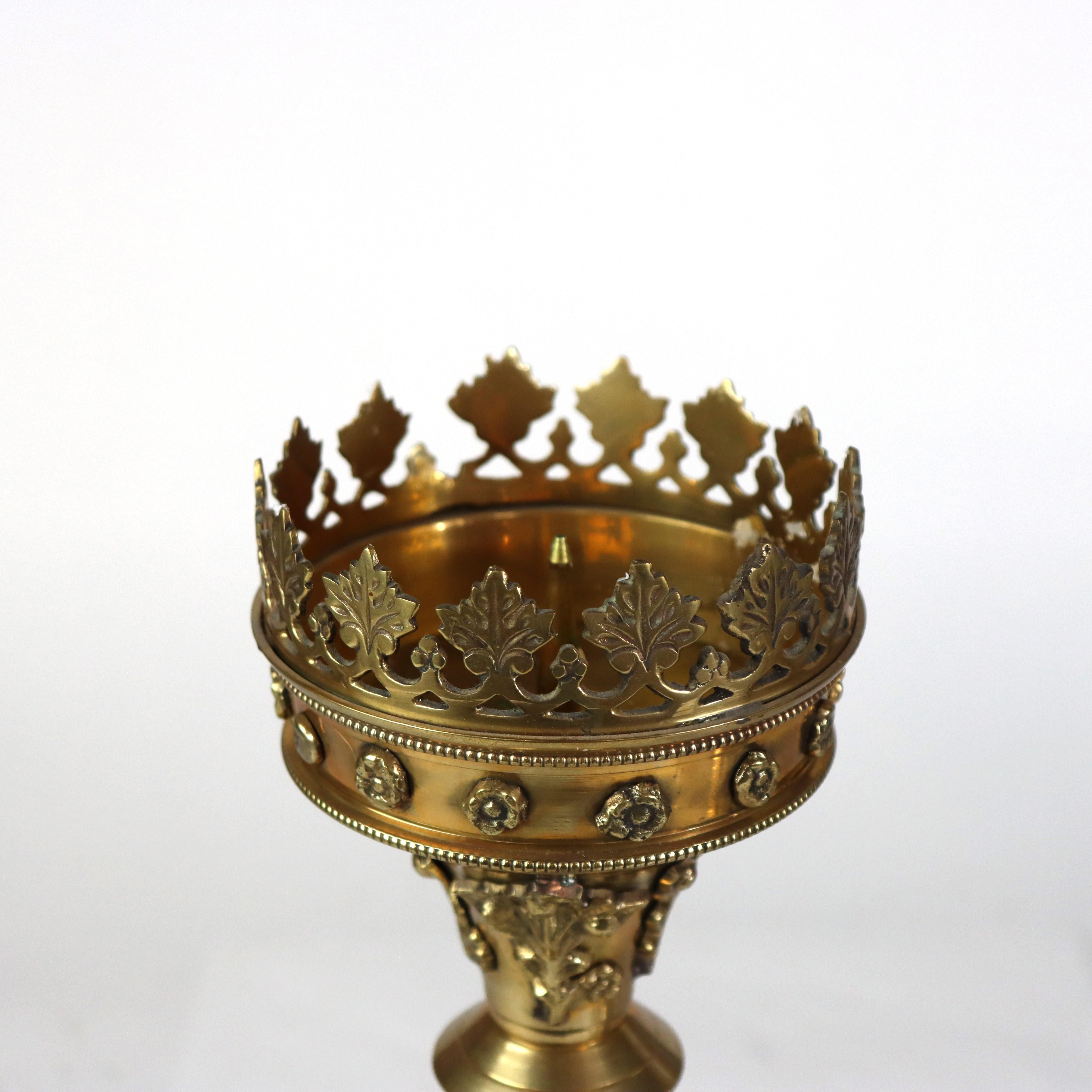 Pair Of Antique Moorish Gilt Bronze Candlesticks Unsigned C1900 For Sale 5