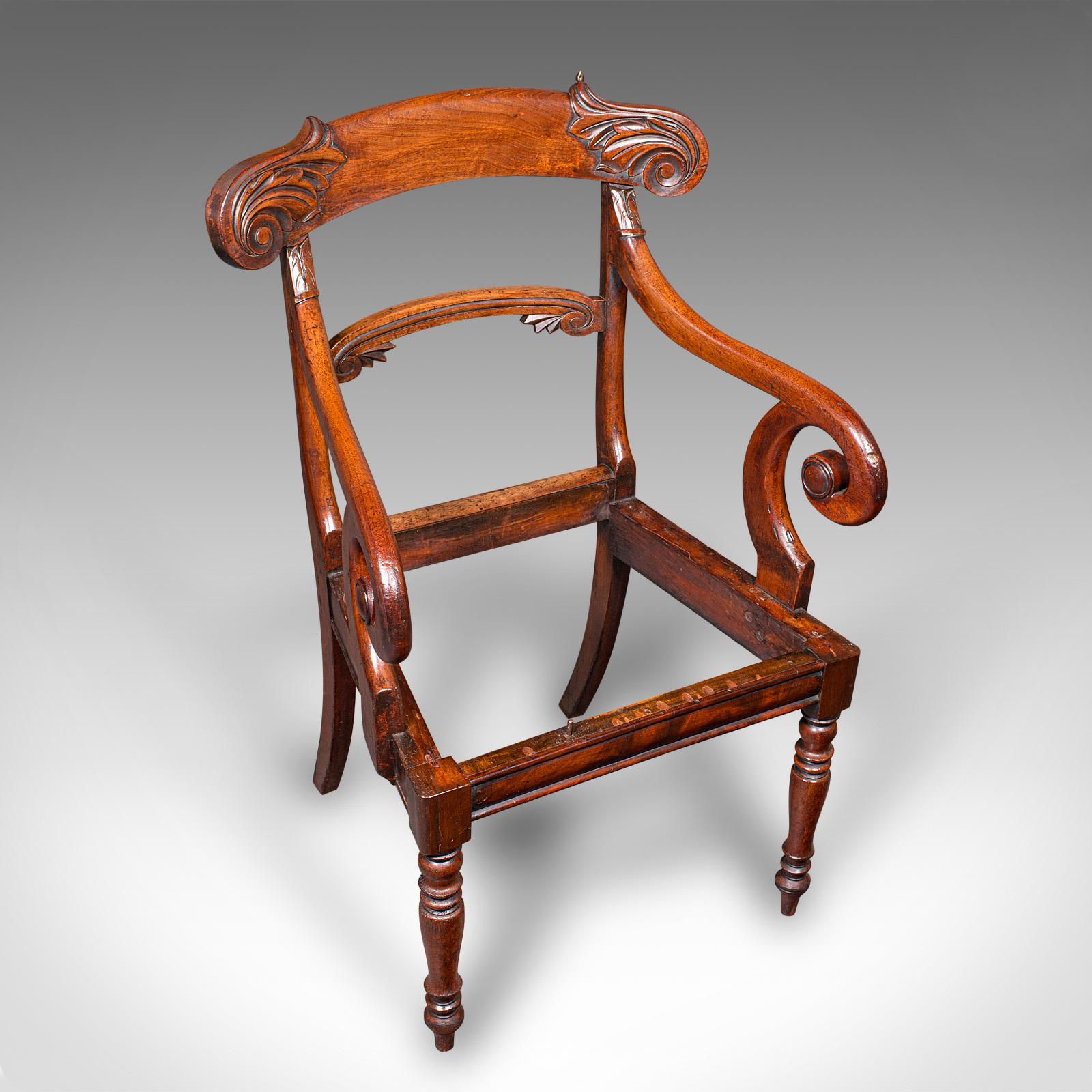 Paar antike Stühle für das Morning Room, Englisch, Ellenbogensitz, Regency, CIRCA 1820 im Angebot 6