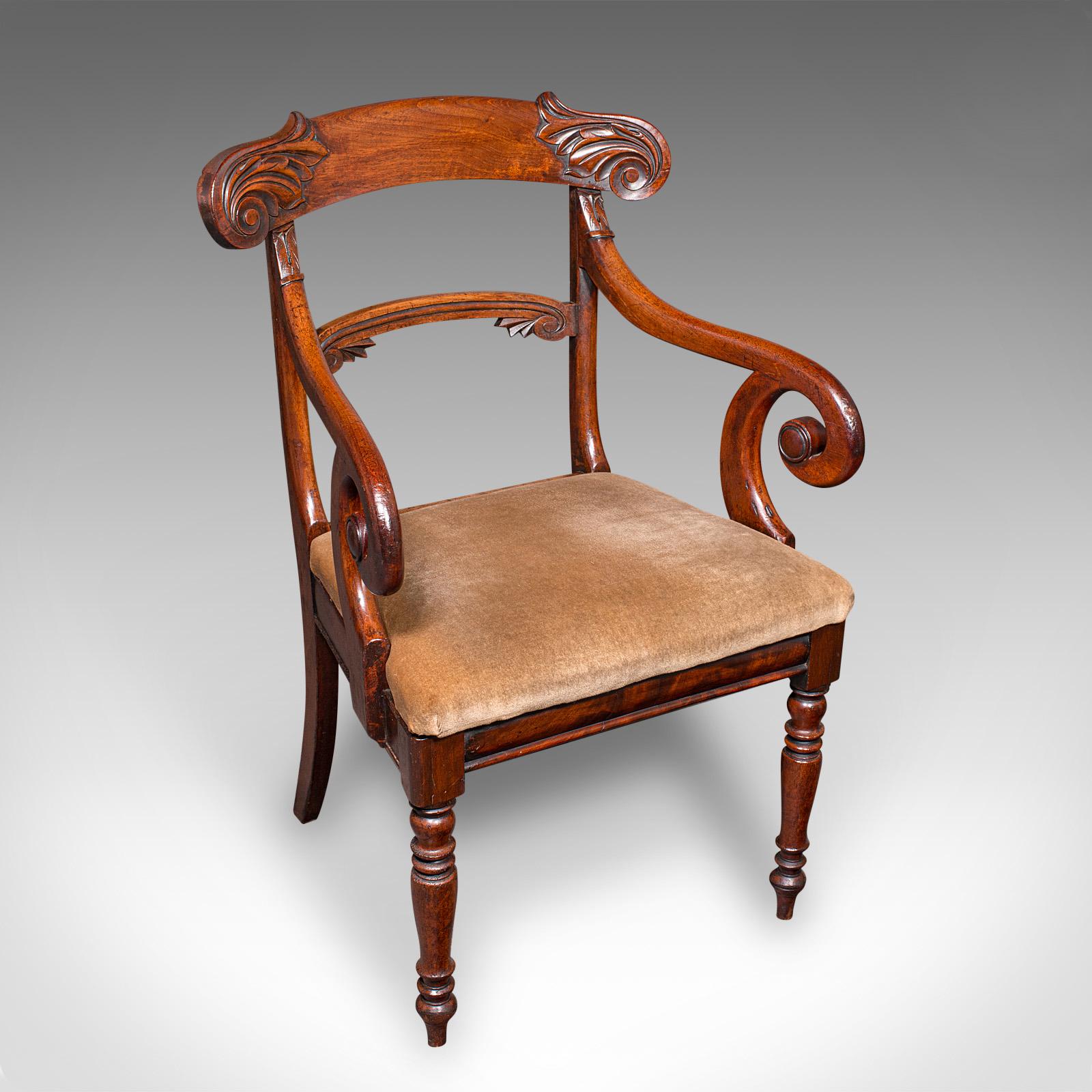 Paar antike Stühle für das Morning Room, Englisch, Ellenbogensitz, Regency, CIRCA 1820 (Britisch) im Angebot