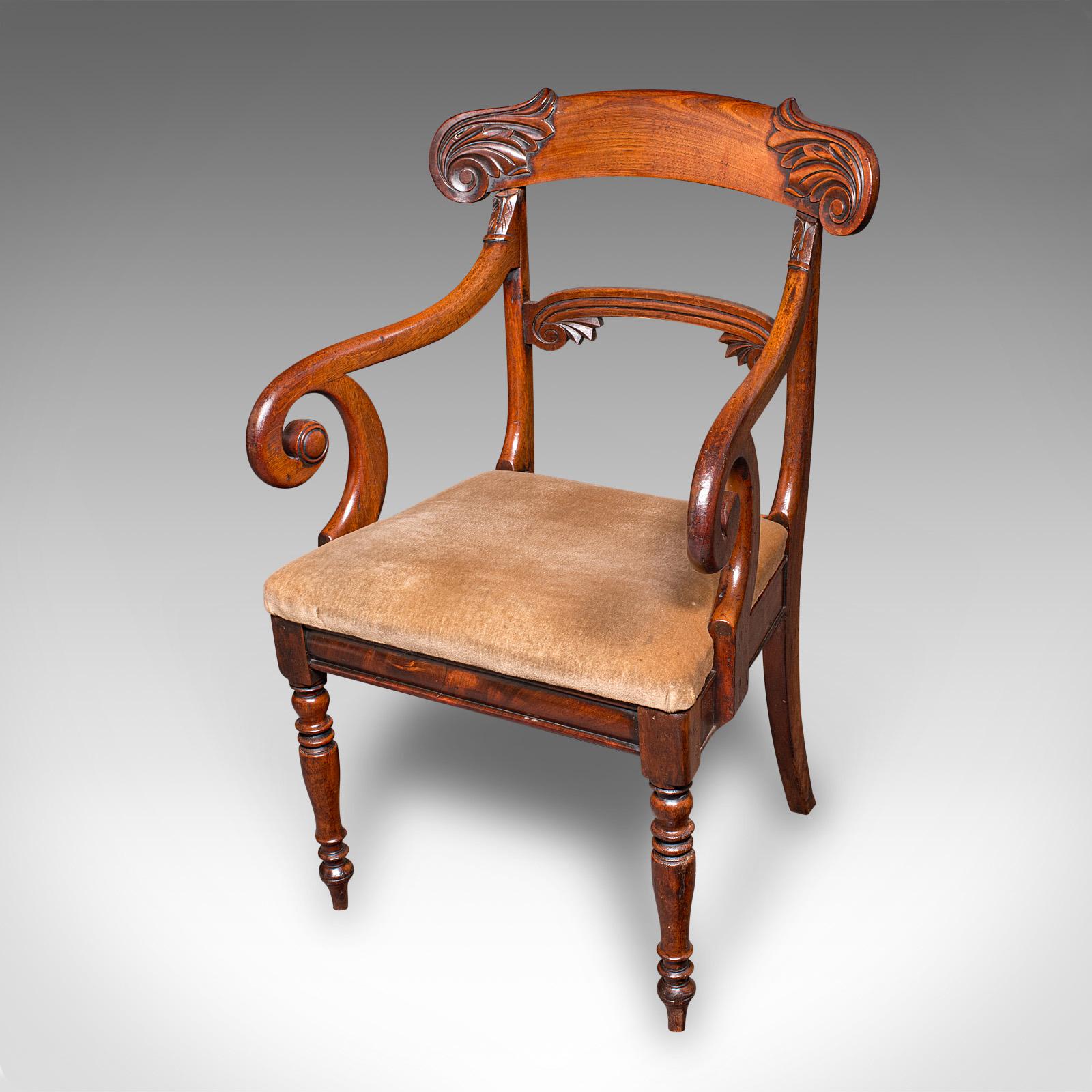 Paar antike Stühle für das Morning Room, Englisch, Ellenbogensitz, Regency, CIRCA 1820 (Frühes 19. Jahrhundert) im Angebot