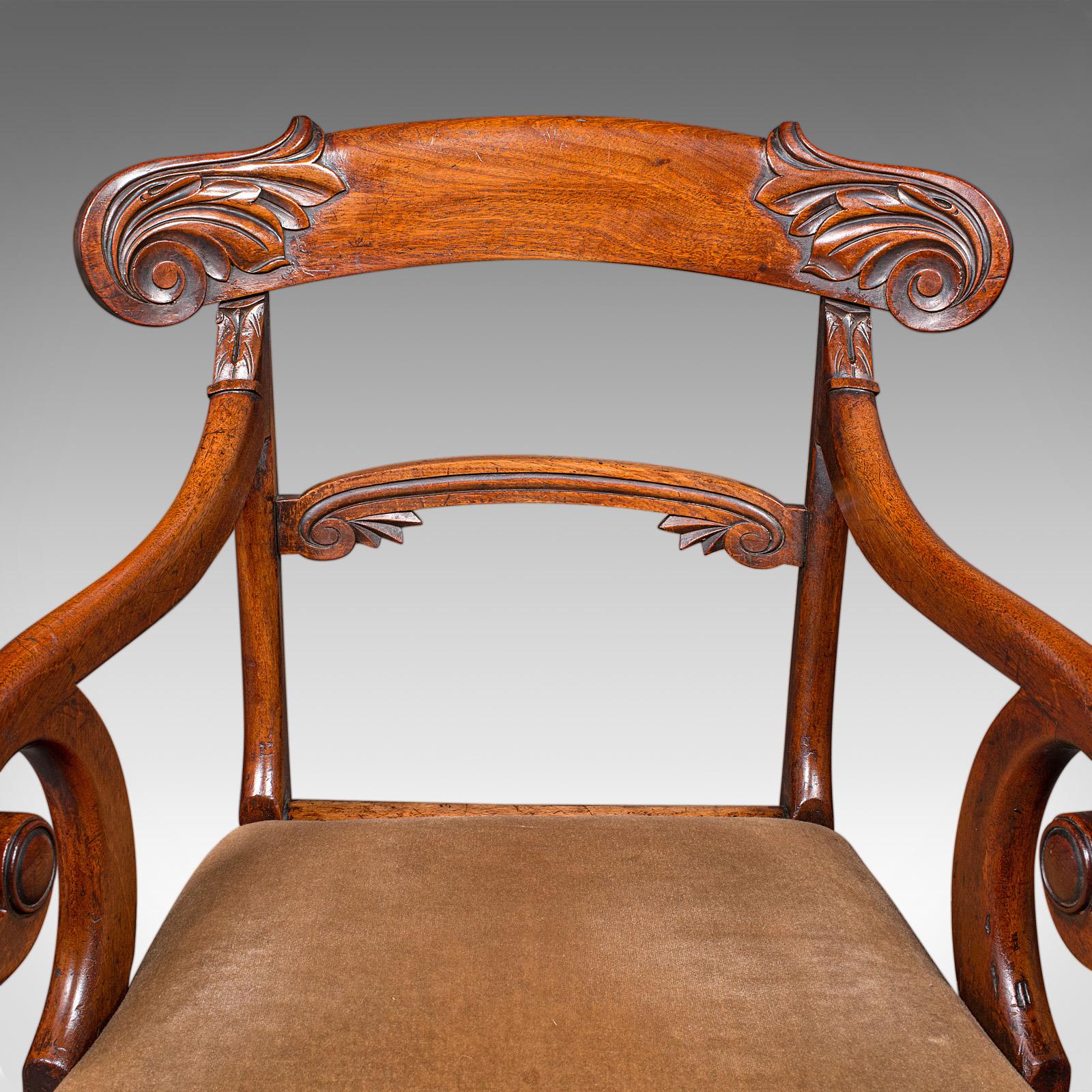 Paar antike Stühle für das Morning Room, Englisch, Ellenbogensitz, Regency, CIRCA 1820 im Angebot 3