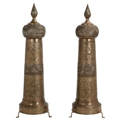 Pair of Antique Moroccan Brass Floor Lamps