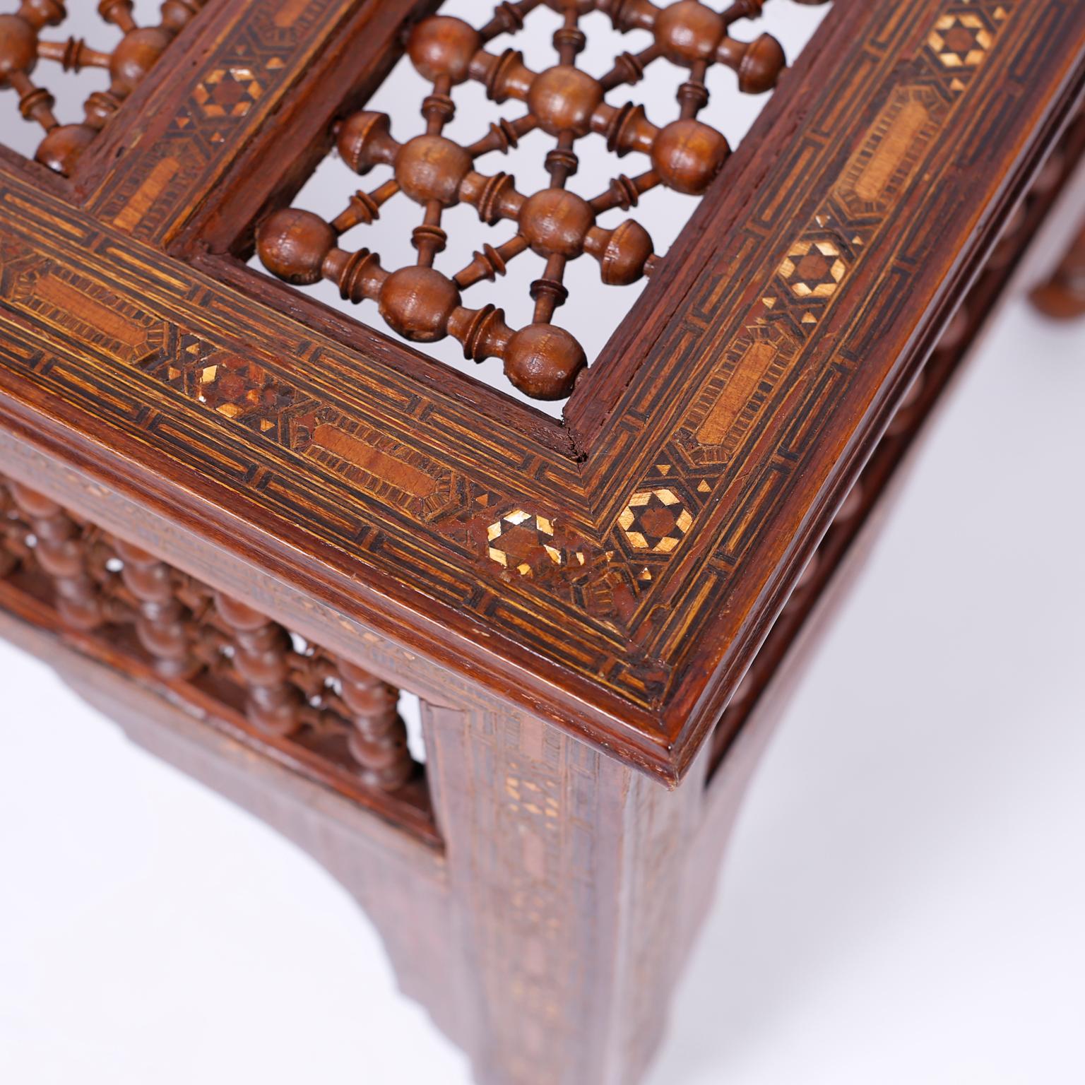 Pair of Antique Moroccan Inlaid Stands 1