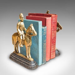 Pair of Antique Mounted Horse Rider Bookends, English, Book Rests, Victorian