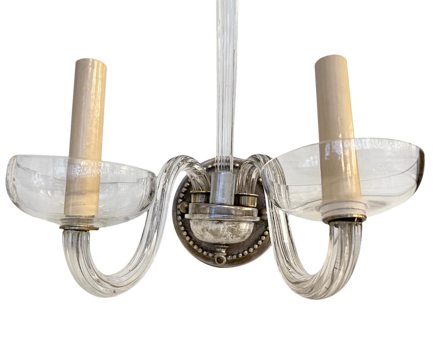 Pair of circa 1920's Italian blown glass sconces.

Measurements:
Height: 17